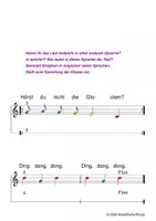 Vorschau - Arbeitsblätter - (B) Bruder Jakob Erarbeitung - Text, Singen, bunte Noten, Klangröhren, Glockenspiel, Blockflöte / Kinderlieder - Anfänger und Fortgeschrittene - Seite 1