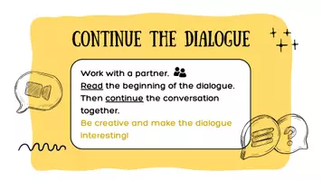 Vorschau - Präsentationen/Tafelbilder - Continue The Dialogue_Warm-up_PPP - Seite 1