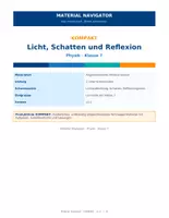 Vorschau - Arbeitsblätter - Licht, Schatten und Reflexion Klasse 7: Physik-Arbeitsblätter mit Experimenten und Lösungen | kostenlos - Deckblatt