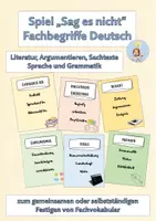 Vorschau - Spiele - Spiel "Sag es nicht" Fachbegriffe Deutsch - Deckblatt