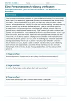 Vorschau - Arbeitsblätter - Arbeitsblatt Deutsch Klasse 4 – Eine Personenbeschreibung verfassen - Deckblatt
