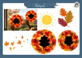 Vorschau - Mal- und Bastelvorlagen - Kunst Herbst Grundschule, Sonnenfänger, Suncatcher Fensterbild mit Blättern, Eule und Igel | Bastelvorlage | Klasse 2, Klasse 3, Klasse 4 - Seite 2