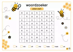 Voorbeeld - 🔎 Woordzoekers – Veilig leren lezen (zoem) | anker start t/m 8 - Pagina 1