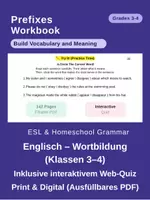 Vorschau - Arbeitsblätter - Prefixes & Word Building (Klassen 3–4 / ESL) – Arbeitsblätter & Web-Quiz - Deckblatt