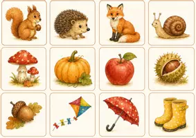 Vorschau - Poster - Herbst-Wimmelbild für Kita & U3 🍂 Suchspiel, Bildkarten & Sprachförderung - Seite 2
