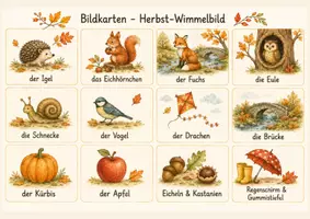 Vorschau - Poster - Herbst-Wimmelbild für Kita & U3 🍂 Suchspiel, Bildkarten & Sprachförderung - Seite 3