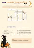 Vorschau - Arbeitsblätter - Halloween Kreuzworträtsel Deutsch Klasse 5-6 | 3-fach differenziert mit Lösungswort - Seite 1