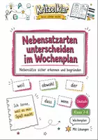 Vorschau - Stundenentwürfe - Nebensatzarten unterscheiden im Wochenplan – Deutsch Klasse 7-8 - Deckblatt