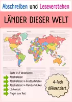 Vorschau - Arbeitsblätter - Länder dieser Welt I Abschreiben und Leseverstehen.I Differenziert I 5 Varianten - Deckblatt