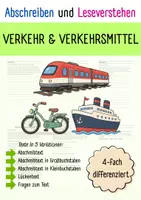 Vorschau - Arbeitsblätter - Verkehr & Verkehrsmittel I Abschreiben und Leseverstehen.I Differenziert I 5 Varianten - Deckblatt