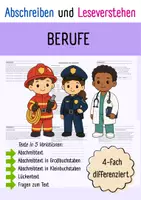 Vorschau - Arbeitsblätter - Berufe I Abschreiben und Leseverstehen.I Differenziert I 5 Varianten - Deckblatt
