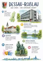 Vorschau - Arbeitsblätter - Lernposter + Arbeitsblätter "Dessau-Roßlau" + Lösung & MP3 + Infografik - Deckblatt