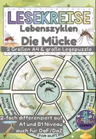 Vorschau - Stationenlernen - Lebenszyklus der Mücke | 2-fach differenzierter Legekreis für Sachunterricht & Lesen - Deckblatt