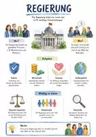 Vorschau - Arbeitsblätter - Lernposter + Arbeitsblätter zum Thema "Regierung" + Lösung & MP3 + Infografik - Deckblatt