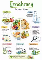 Vorschau - Arbeitsblätter - Lernposter + AB mit Fragen zum Thema "Ernährung" + Lösungsblatt + Mindmap + Infografik - Deckblatt