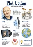 Vorschau - Arbeitsblätter - Lernposter + Arbeitsblätter zum Thema "Phil Collins" + Lösung & MP3 + Infografik - Deckblatt