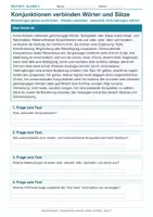 Vorschau - Arbeitsblätter - Arbeitsblatt Deutsch Klasse 5 – Konjunktionen verbinden Wörter und Sätze - Deckblatt