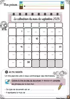 Aperçu - Préparation de séquence / Séquence complète - Les éléments constituant le calendrier de septembre - Page 1