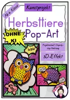 Vorschau - Stundenentwürfe - Kunst HERBST: Herbsttiere Pop-Art mit 3D-Effekt | Kunst Grundschule Klasse 4 - 6 - Deckblatt