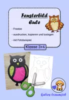 Vorschau - Mal- und Bastelvorlagen - Fensterbild für den Herbst: Eule - Deckblatt