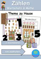 Vorschau - Arbeitsblätter - zu Hause / wohnen / Möbel & Räume Zählen/Mathematik - Klasse 1 und 2 - Deckblatt