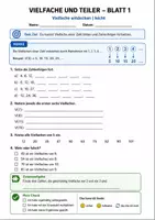 Vorschau - Arbeitsblätter - Vielfache und Teiler + Lösung - Seite 1