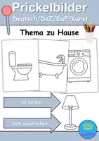 Vorschau - Mal- und Bastelvorlagen - Ausmalbilder & Prickelbilder PAKET - zu Hause / wohnen / Möbel & Räume - Grundschule - Bastelvorlagen - Seite 1