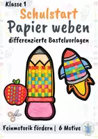 Vorschau - Mal- und Bastelvorlagen - Einschulung: Papier weben – differenzierte Bastelvorlagen für Klasse 1 - Deckblatt