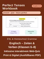 Vorschau - Arbeitsblätter - Perfect Tenses: Present, Past & Future (Klassen 6–8 / ESL) – Arbeitsblätter & Web-Quiz - Deckblatt