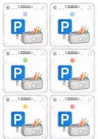 Vorschau - Bildkarten - Federpenal-Parkplätze | 6 Karten für die Grundschule im Aquarell-Design - Seite 1