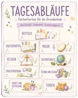 Vorschau - Bildkarten - Tagesabläufe & Fächerkarten | 9 Karten im Aquarell-Design für die Grundschule - Deckblatt