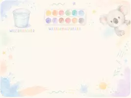 Vorschau - Mal- und Bastelvorlagen - Bastelunterlage A3 | Malunterlage im Aquarell-Design mit Koala - Seite 1