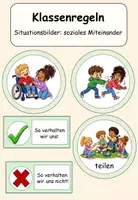 Vorschau - Präsentationen/Tafelbilder - Klassenregeln: Situationsbilder / soziales Miteinander - Deckblatt