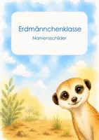 Vorschau - Bildkarten - Erdmännchenklasse - Namensschilder - Namensschilder in verschiedenen Größen für Stehordner / Kunstfächer / Garderobe / Fächer / Tische - Deckblatt