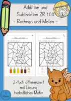 Vorschau - Arbeitsblätter - Rechnen und Malen Herbst Addition Subtraktion ZR 100 - Deckblatt