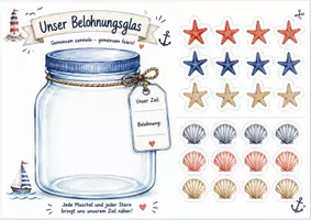 Vorschau - Arbeitsblätter - Belohnungsglas Muscheln Sterne maritim - Deckblatt