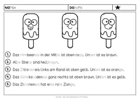 Vorschau - Arbeitsblätter - Lesen und Malen | Eis am Stiel | 1. Klasse - Seite 1