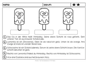 Vorschau - Arbeitsblätter - Lesen und Malen | Eis am Stiel | 1. Klasse - Seite 2