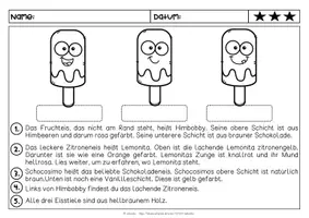 Vorschau - Arbeitsblätter - Lesen und Malen | Eis am Stiel | 1. Klasse - Seite 3