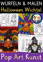 Vorschau - Stundenentwürfe - Halloween Kunst Würfeln und malen WICHTEL Pop Art - Deckblatt