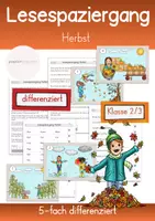 Vorschau - Arbeitsblätter - Lesespaziergang Herbst | 5-fach differenziert | Lesen & Leseverständnis | Klasse 2/3 - Deckblatt