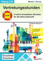 Vorschau - Stundenentwürfe - Vertretungsstunden Musik Kunst Klasse 5-10 | Orchester Instrumente, Musikgeschichte, Musikquiz, Künstler, Farbenlehre, Kunstwissen | differenzierte Arbeitsblätter Kopiervorlagen mit Lösungen - Deckblatt