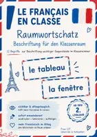 Vorschau - Mal- und Bastelvorlagen - Le français en classe – Raumwortschatz | 12 Beschriftungen - Deckblatt