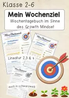 Vorschau - Arbeitsblätter - Mein Wochenziel – Wochentagebuch & Wochenreflexion | Growth Mindset | Klasse 2–6 - Deckblatt