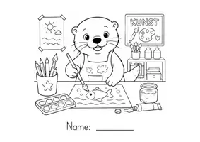 Vorschau - Mal- und Bastelvorlagen - Freebie: Bildende Kunst Malunterlage Otterklasse - Deckblatt