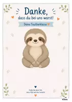 Vorschau - Poster - Dankeschön von der Faultierklasse Vorlage Karte oder Abschiedsposter - Deckblatt