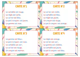 Aperçu - Cartes d'exercices - C'est la rentrée - Atelier de lecture - Page 3