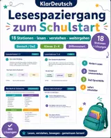 Vorschau - Arbeitsblätter - Lesespaziergang zum Schulstart – 18 Stationen - Deckblatt