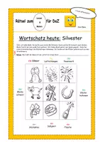 Vorschau - Arbeitsblätter - Klaro DaZ Rätsel Lies und Male Silvester + Mini Memory® - Seite 1