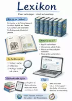 Vorschau - Arbeitsblätter - Lernposter + Arbeitsblätter zum Thema "Lexikon" + Lösung & MP3 + Infografik - Deckblatt
